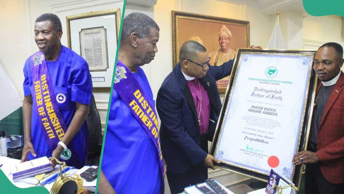 Pastor Enoch Adeboye of the RCCG has been decorated as the Distinguished Father of Faith by the Christian Association of Nigeria (CAN), Southwest region chapter. Pastor Enoch Adeboye of the RCCG has been decorated as the Distinguished Father of Faith by the Christian Association of Nigeria (CAN), Southwest region chapter.