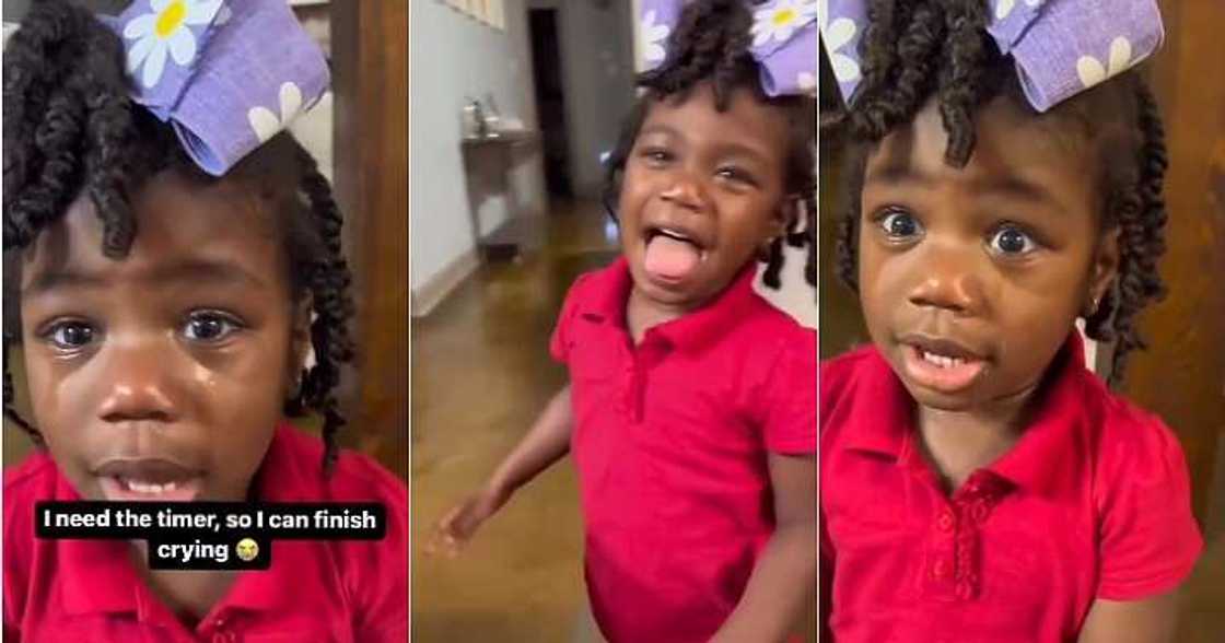Little girl cries with timer, funny video Little girl cries with timer, funny video