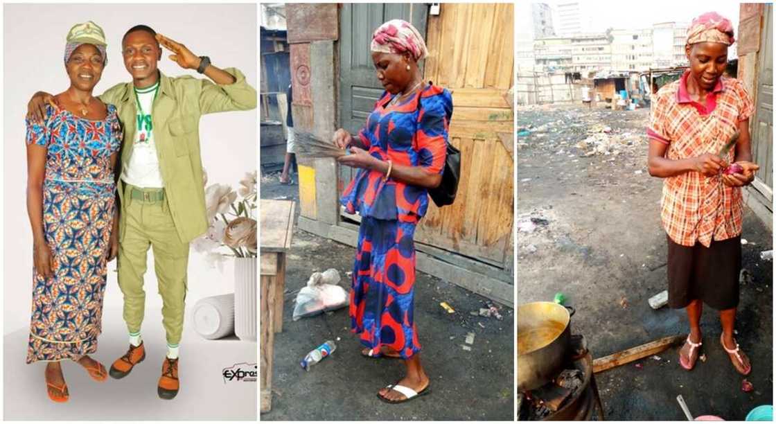 Obinna Gabriel, a Nigerian youth who passed out of NYSC praises his mother. Obinna Gabriel, a Nigerian youth who passed out of NYSC praises his mother.