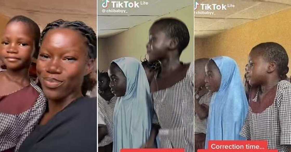 Little girl jumps in joy during correction time Little girl jumps in joy during correction time