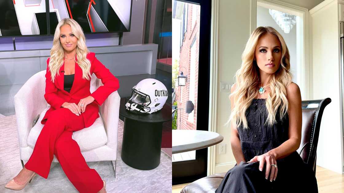 Tomi Lahren in the studio and at home sitting next to a window Tomi Lahren in the studio and at home sitting next to a window