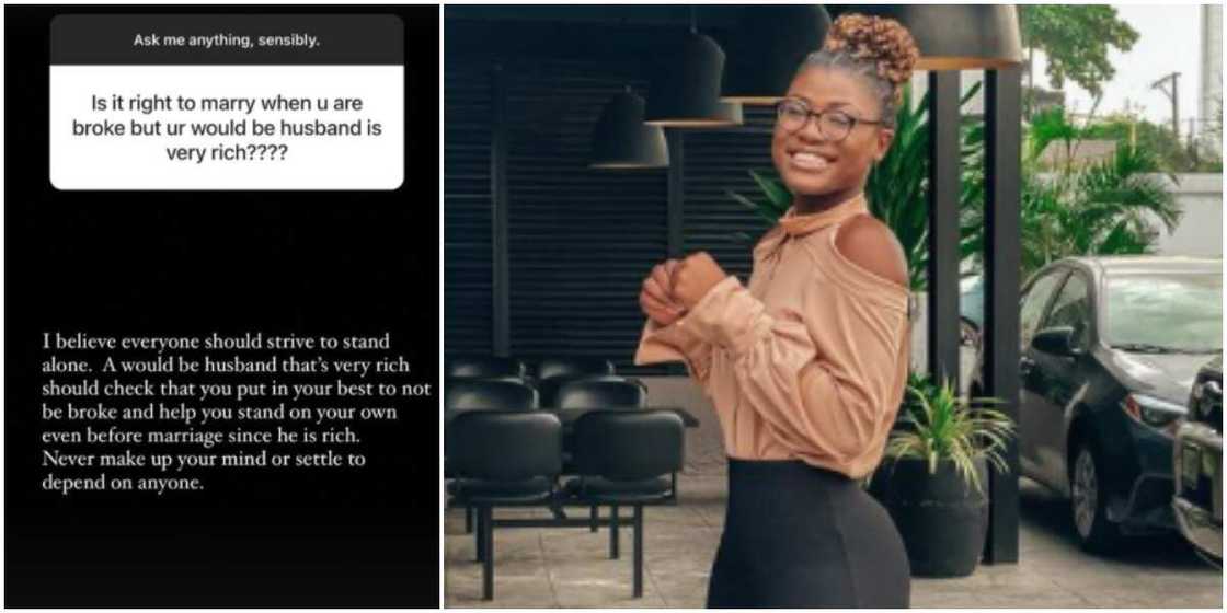 Do not get married as a broke woman even if your fiance is rich, BBNaija's Alex advises single women Do not get married as a broke woman even if your fiance is rich, BBNaija's Alex advises single women