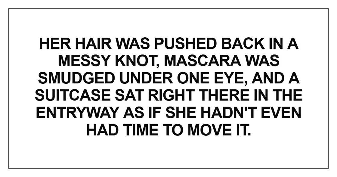 Her hair was pushed back in a messy knot Her hair was pushed back in a messy knot