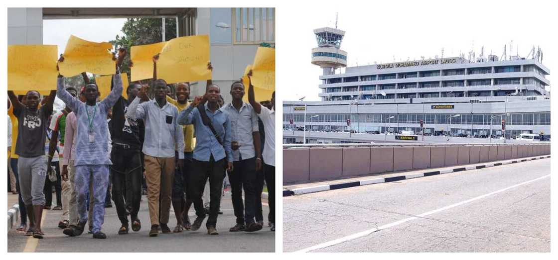 NANS, Protest, Lagos Airport, ASUU strike NANS, Protest, Lagos Airport, ASUU strike