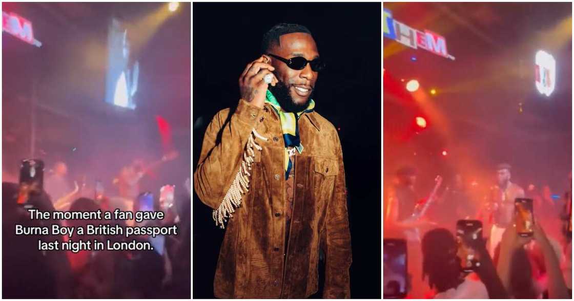 Fan gives Burna Boy British passport. Fan gives Burna Boy British passport.
