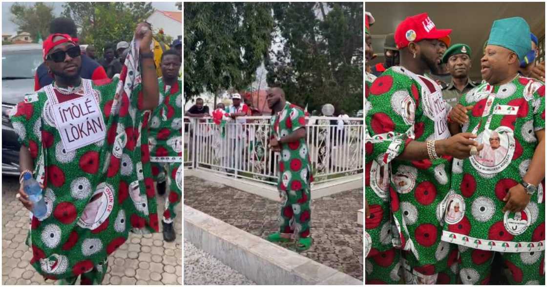 Davido leads prayers at uncle's campaign rally.