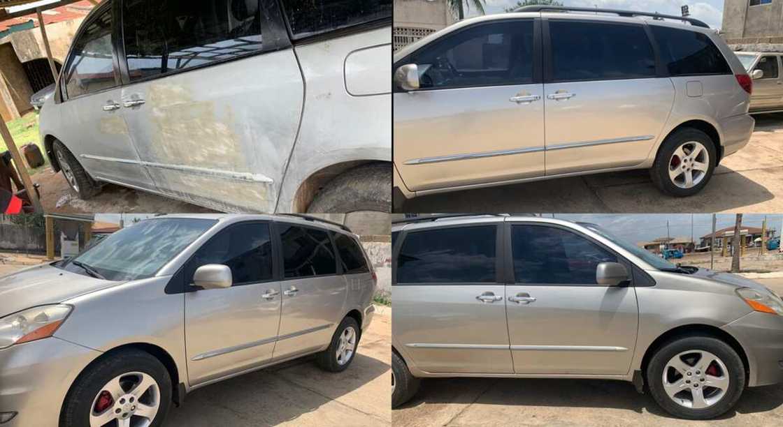 Photos of an old Sienna car rebuilt by a mechanic. Photos of an old Sienna car rebuilt by a mechanic.