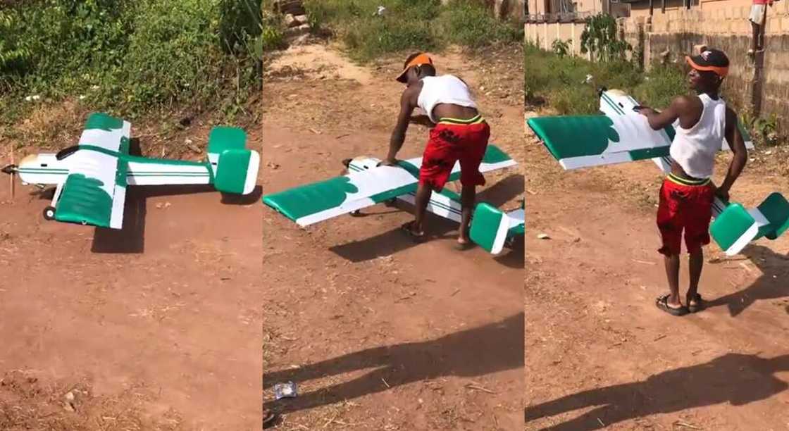 Photos of a man who built a mini-aeroplane. Photos of a man who built a mini-aeroplane.