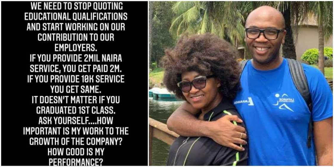 Mary Njoku defends husband allegedly paying staff N40k despite paying millions for their kids' school fees Mary Njoku defends husband allegedly paying staff N40k despite paying millions for their kids' school fees