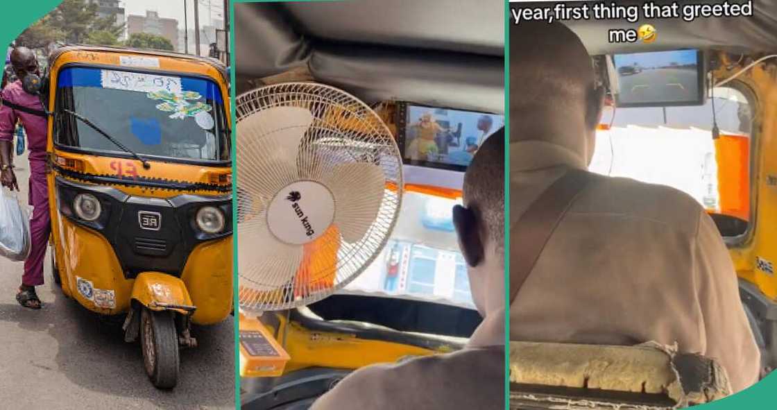 Creative Delta man transforms his keke with TV and reverse camera Creative Delta man transforms his keke with TV and reverse camera