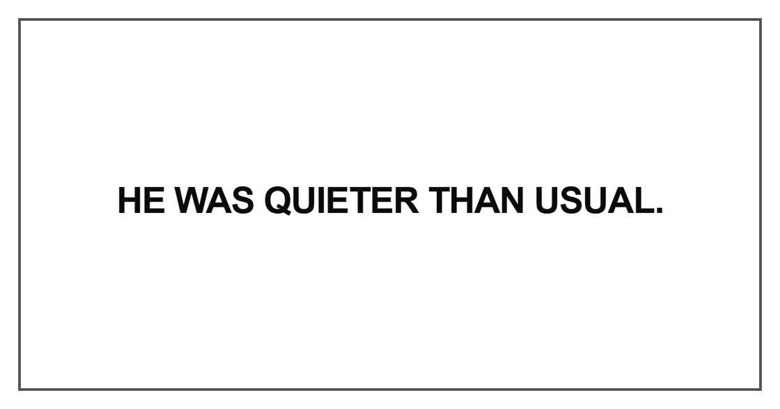 He was quieter than usual He was quieter than usual