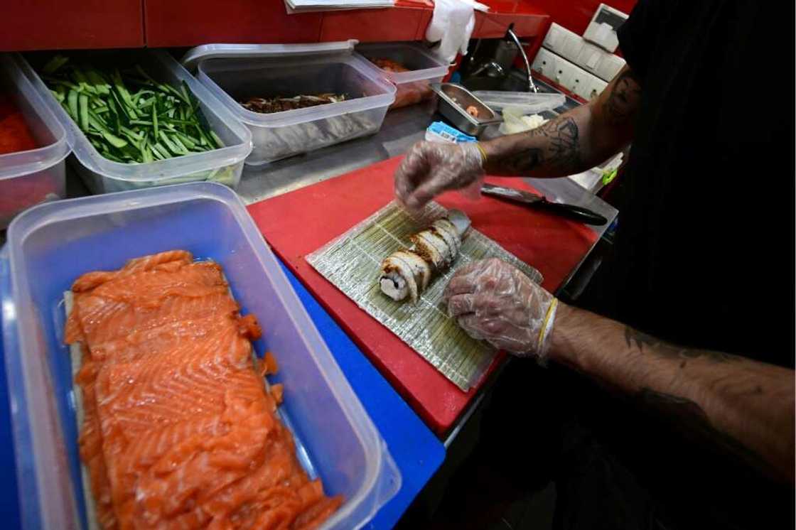The sushi restaurant has been open every day since Russia invaded Ukraine on February 24 The sushi restaurant has been open every day since Russia invaded Ukraine on February 24