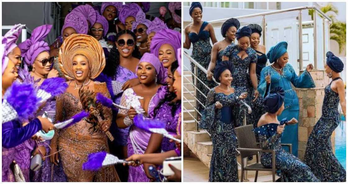 Photos of brides with their asoebi ladies. Photos of brides with their asoebi ladies.