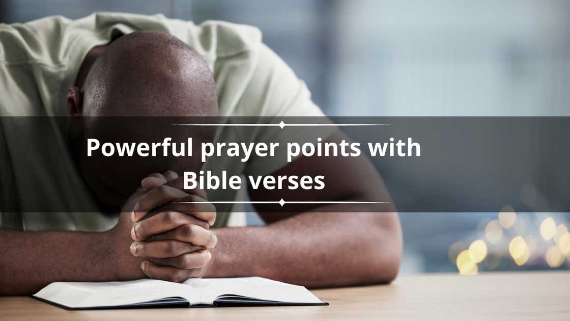 A man praying with a Bible at home for worship.