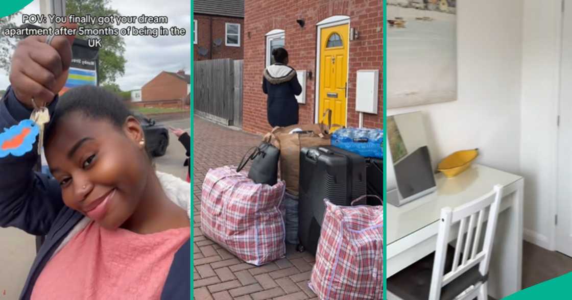 After five months of moving to the UK, Nigerian lady rejoices at getting her dream apartment. After five months of moving to the UK, Nigerian lady rejoices at getting her dream apartment.