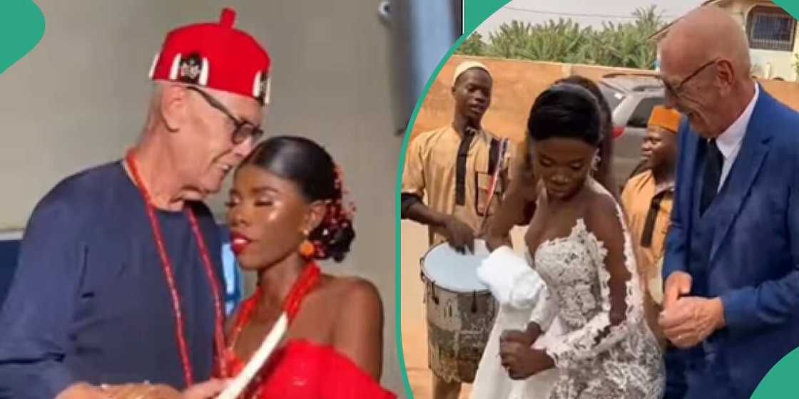 A lady gets married to her elderly white husband A lady gets married to her elderly white husband