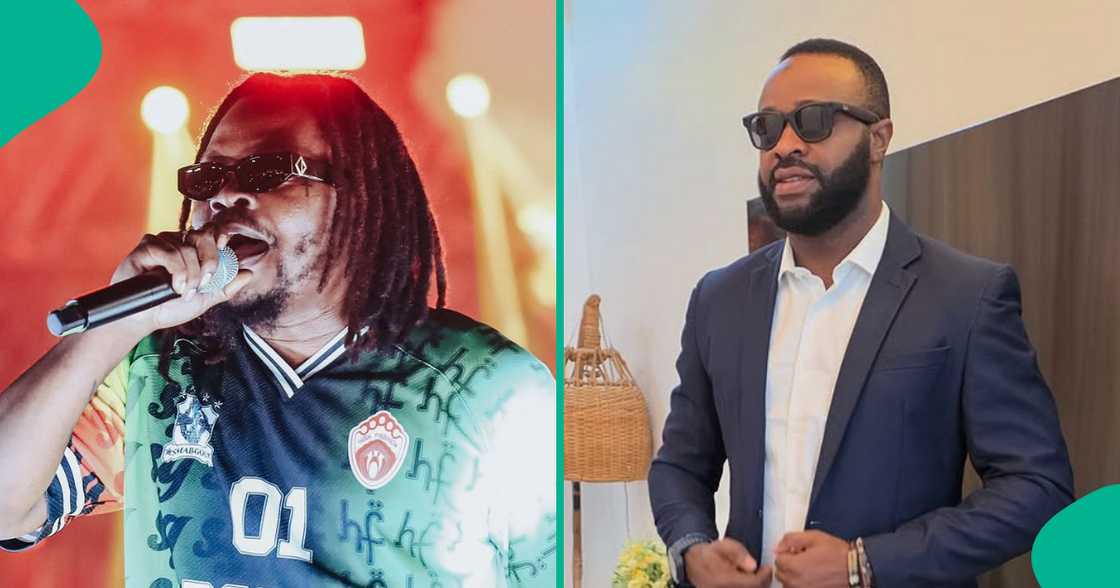 Olamide meets Femi Adebayo at event, shares warm greetings. Olamide meets Femi Adebayo at event, shares warm greetings.