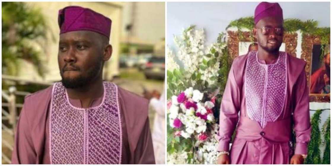 Photos of a man in a unique outfit. Photos of a man in a unique outfit.