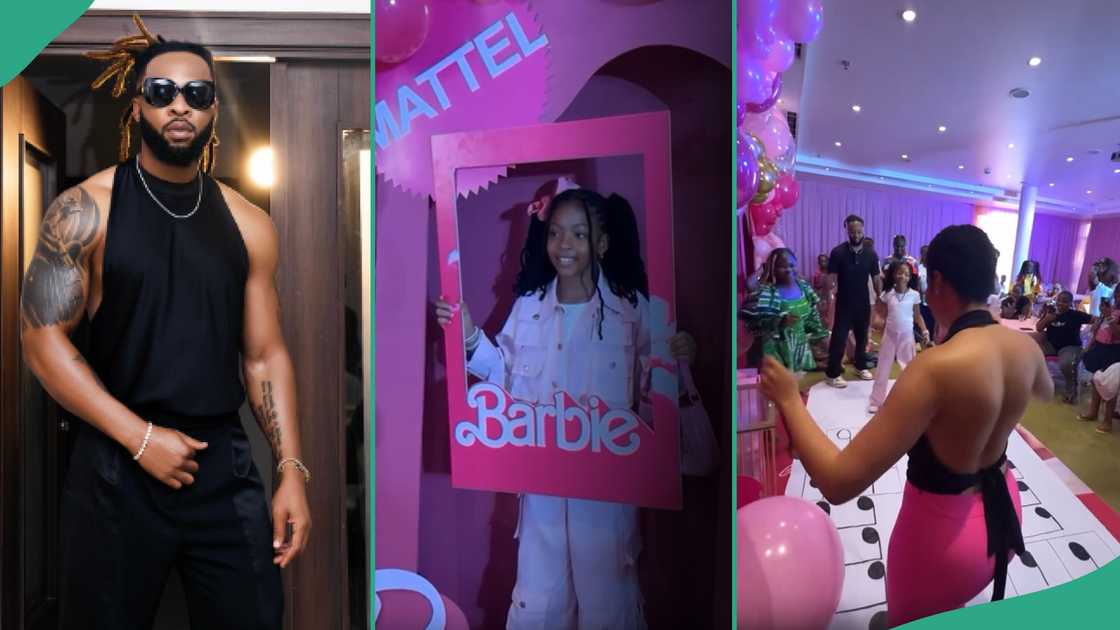 Flavour and babymama Anna Banner at daughter's 9th birthday party.