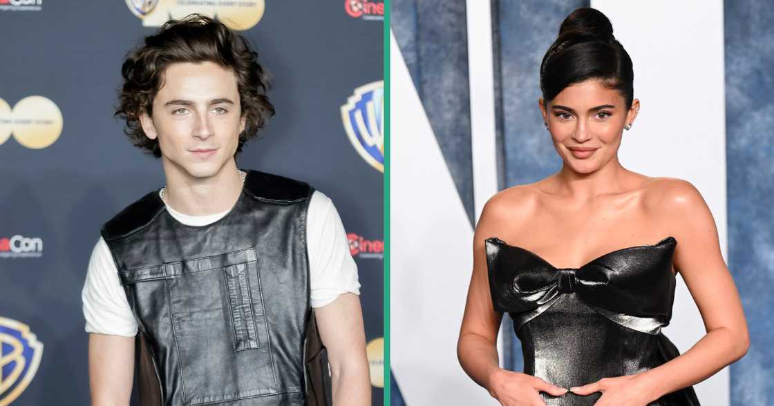 Timothée Chalamet poses on the red carpet of the 2023 promotion of Dune: Part Two at CinemaCon. Kylie Jenner poses standing on the red carpet of Vanity Fair Oscar Party. Timothée Chalamet poses on the red carpet of the 2023 promotion of Dune: Part Two at CinemaCon. Kylie Jenner poses standing on the red carpet of Vanity Fair Oscar Party.