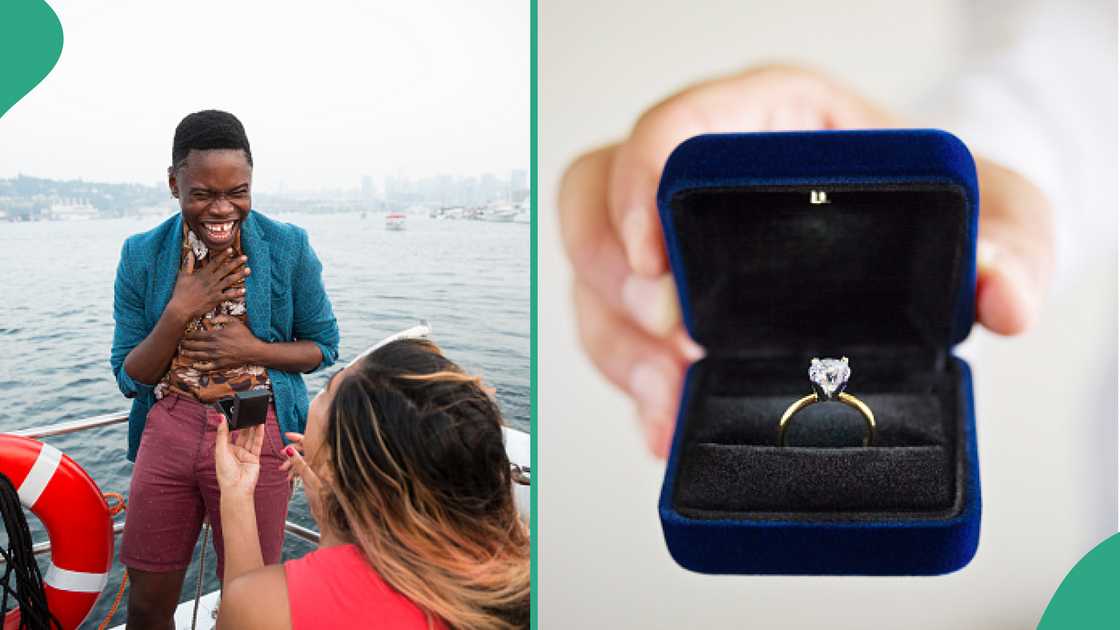 Lady goes on knees to propose to her man Lady goes on knees to propose to her man