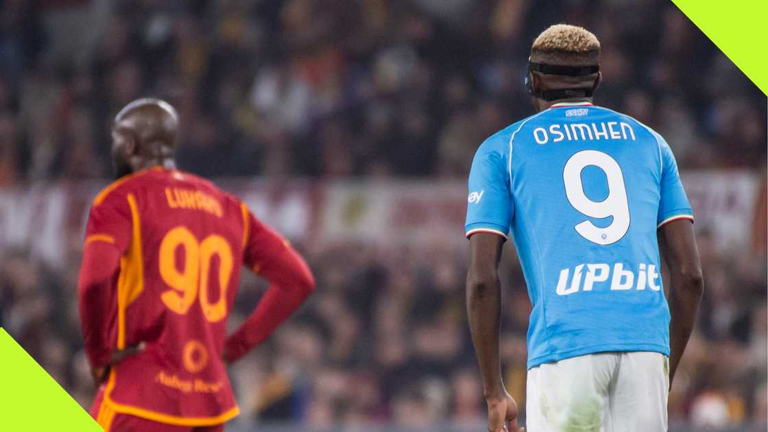 Romelu Lukaku and Victor Osimhen playing against each other during the AS Roma vs Napoli tie.