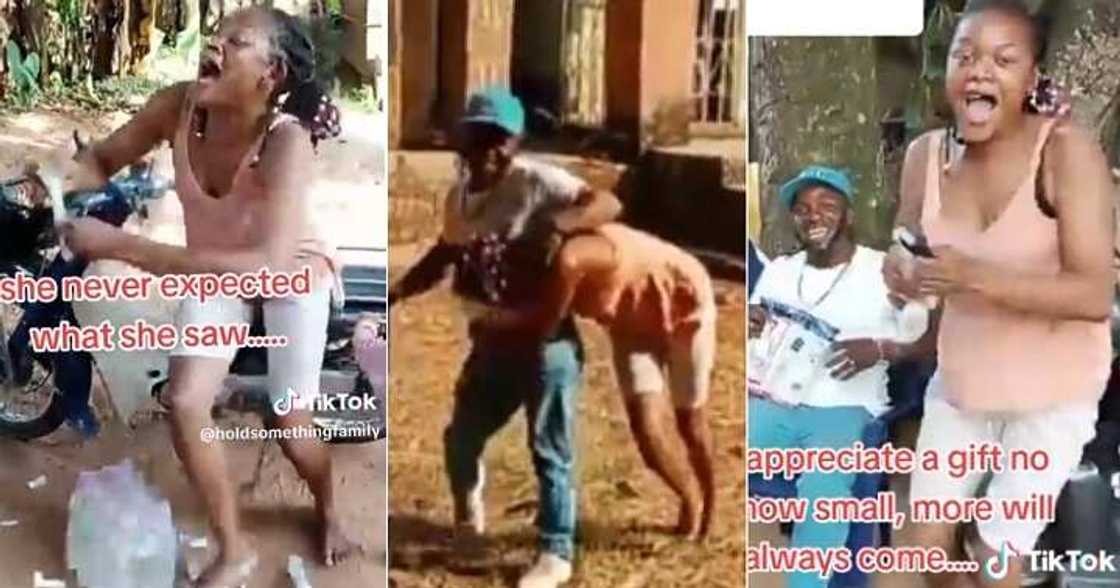 Appreciative woman thanks husband who gifted her a phone Appreciative woman thanks husband who gifted her a phone