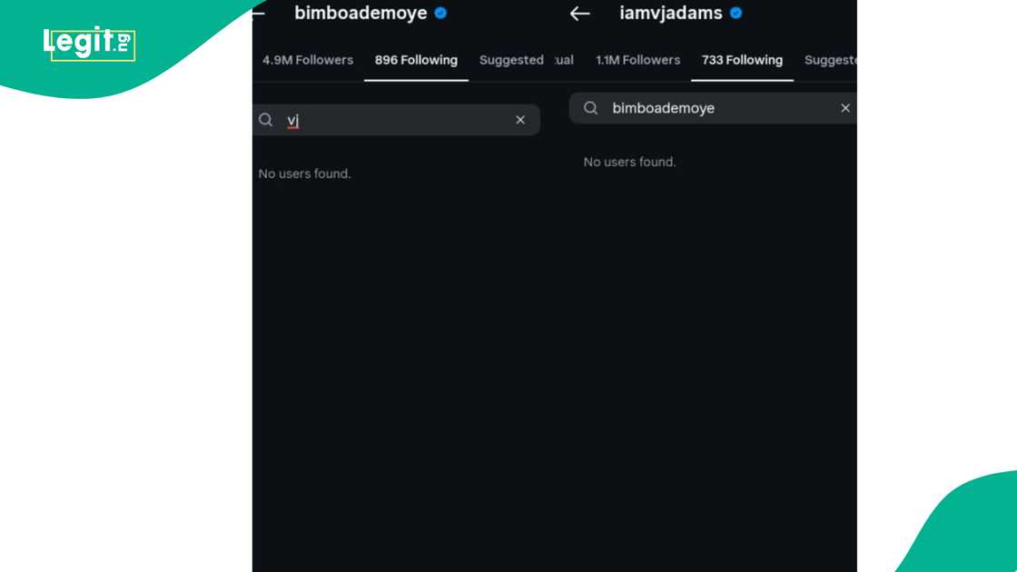 Bimbo Ademoye, VJ Adams breakup rumours. Bimbo Ademoye, VJ Adams breakup rumours.