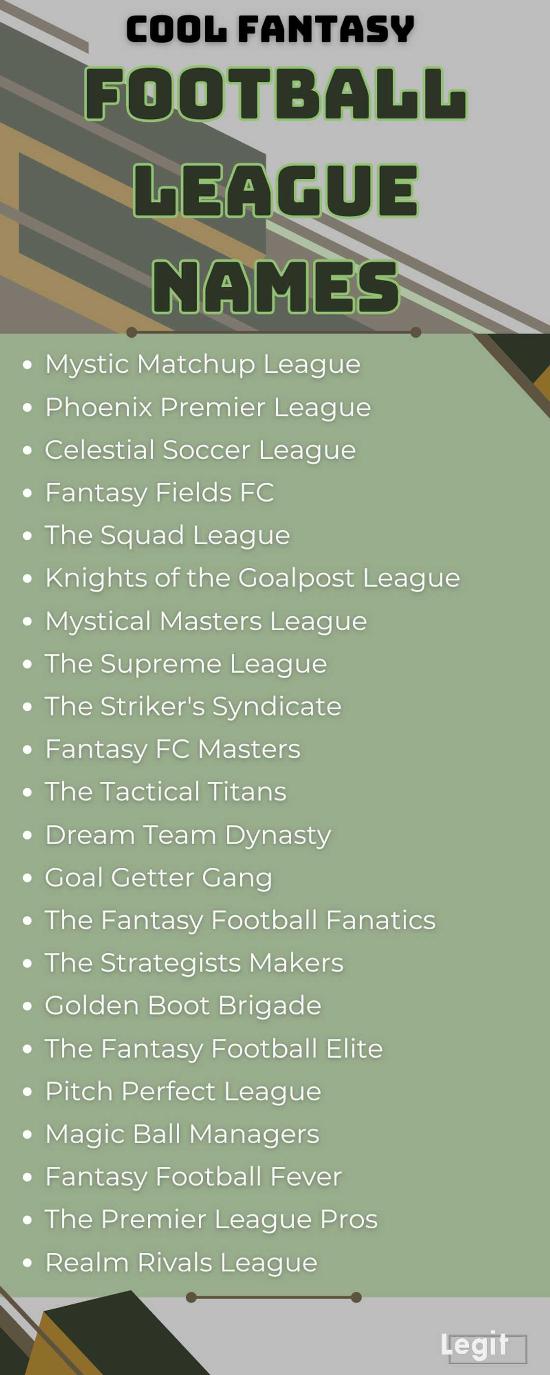 Сool fantasy football league names