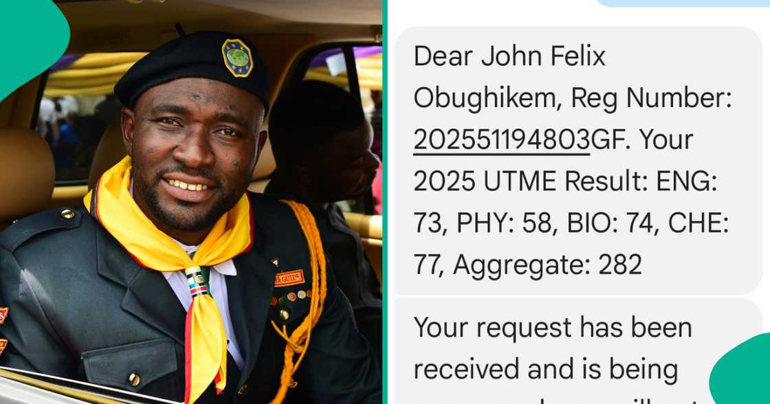 Biology teacher who first scored 159 displays his new UTME result after retaking exam