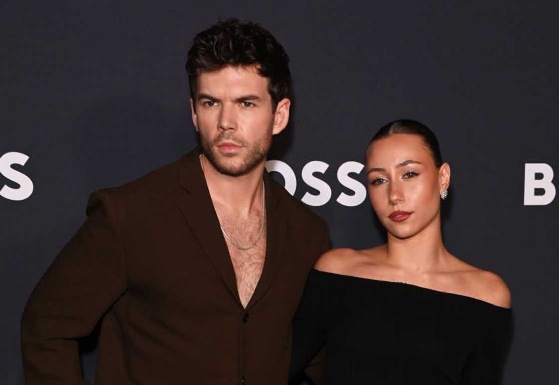 Luke Newton (L) and Antonia Roumelioti attend a movie premiere party in London Luke Newton (L) and Antonia Roumelioti attend a movie premiere party in London