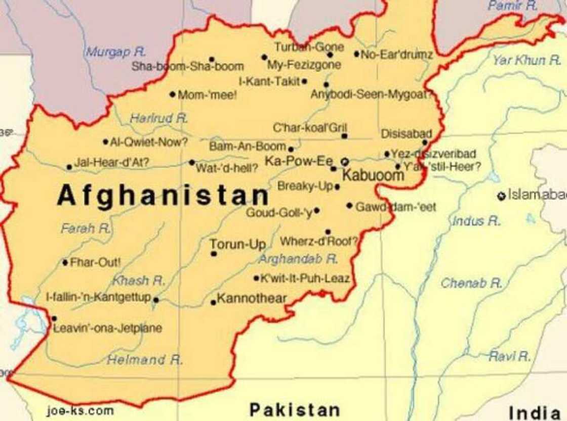 Taswirar ƙasar Afghanistan. Taswirar ƙasar Afghanistan.