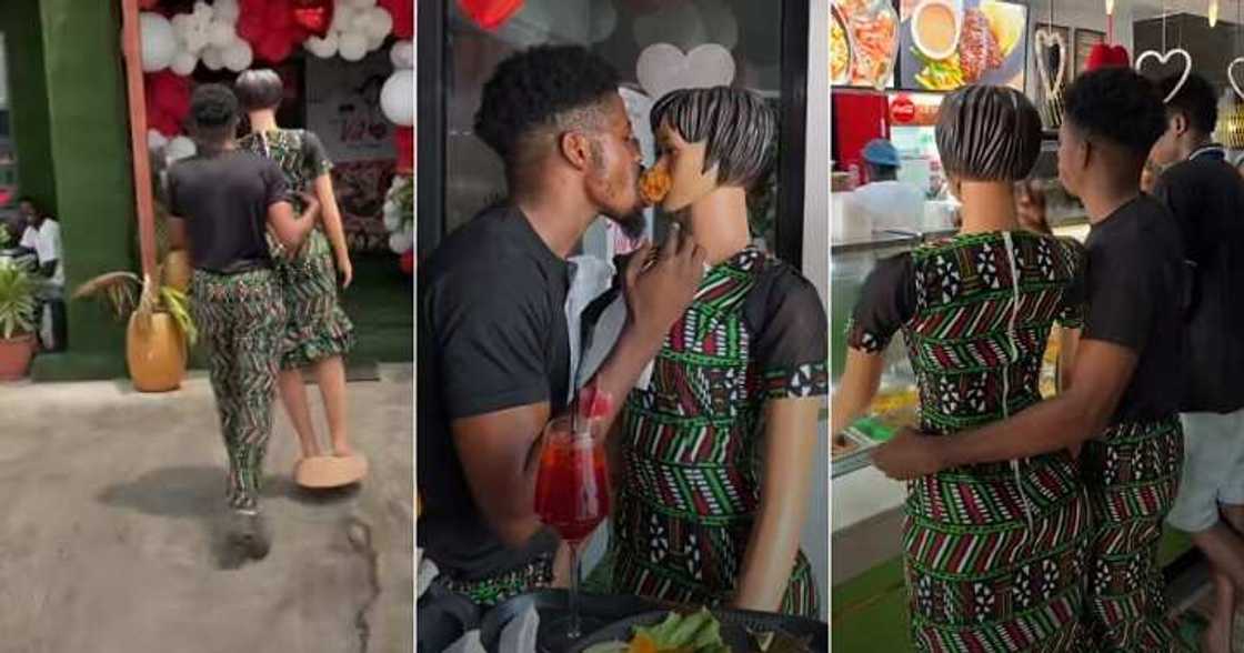 Nigerian man takes mannequin on a date