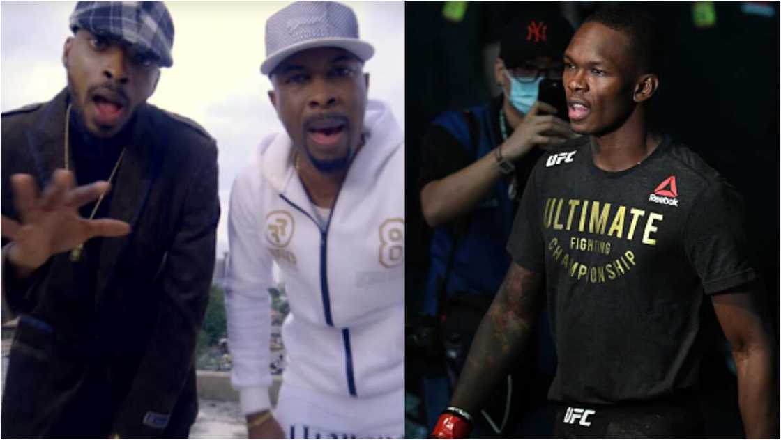 Israel Adesanya sings Ruggedman's hit song 'Ruggedy Baba' during ring-walk