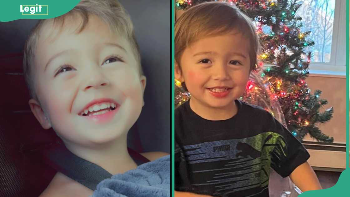 Elijah Vue, smiling while looking upwards (L). Elijah Vue posing in front of a Christmas tree (R). Elijah Vue, smiling while looking upwards (L). Elijah Vue posing in front of a Christmas tree (R).