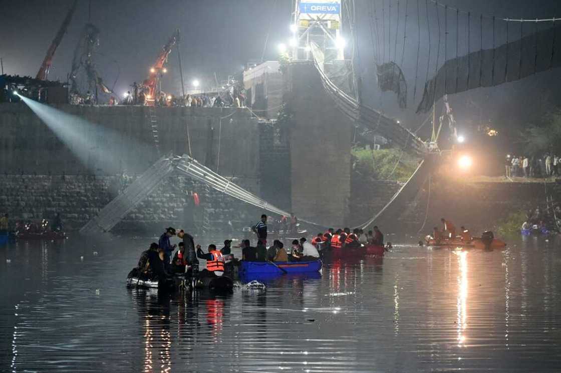 At least 120 people were killed in India after a colonial-era pedestrian bridge collapsed, sending scores of people tumbling into the river below