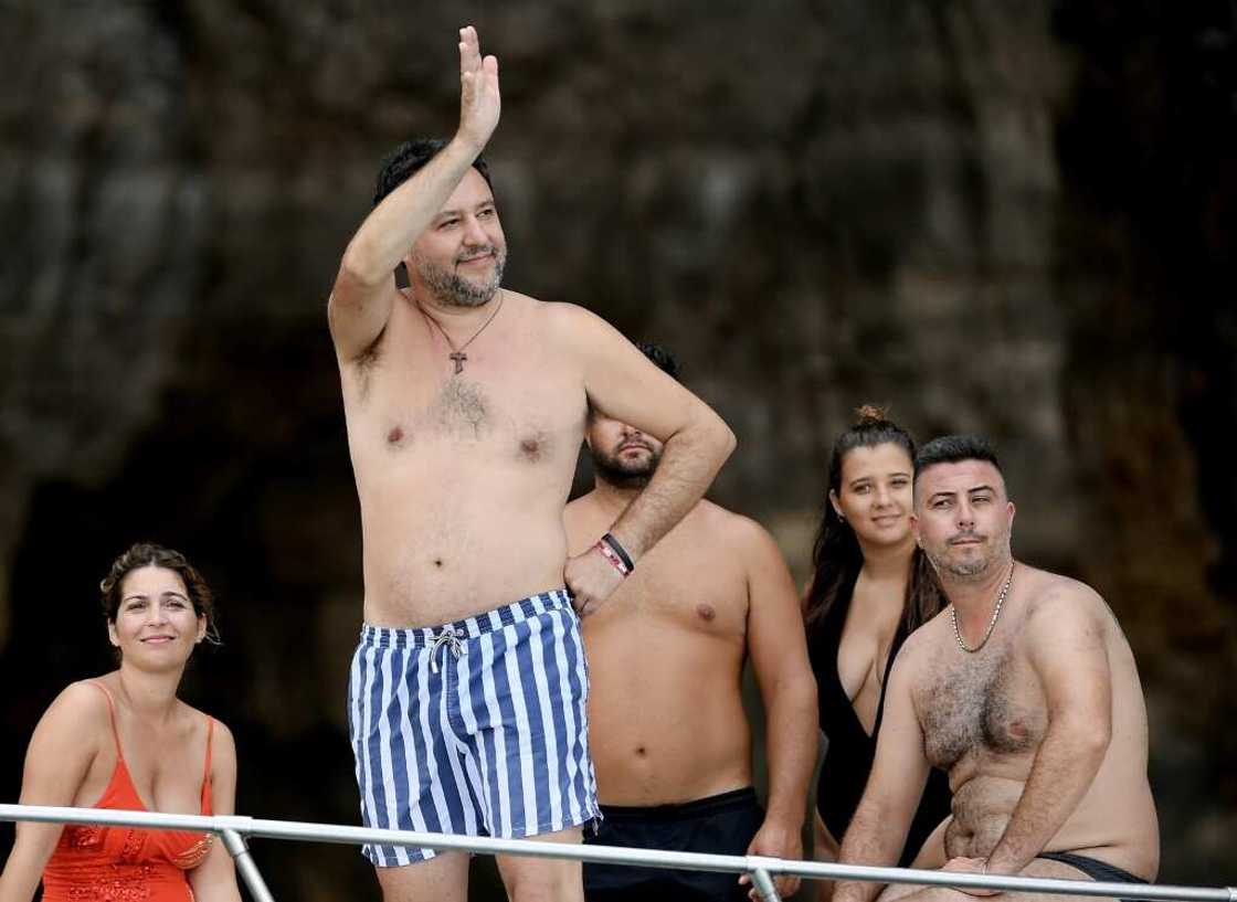 Italian anti-immigration leader Matteo Salvini visited the island of Lampedusa this week as part of his campaign for September elections Italian anti-immigration leader Matteo Salvini visited the island of Lampedusa this week as part of his campaign for September elections