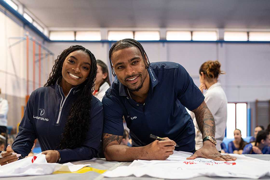 Simone Biles and Jonathan Owens on 14 February 2026 in Milan, Italy.