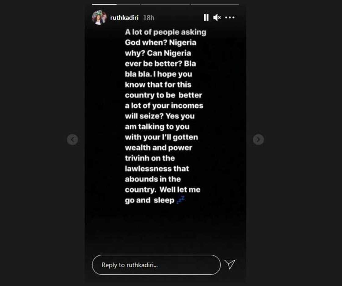 A lot of your incomes will cease for Nigeria to get better: Actress Ruth Kadiri says A lot of your incomes will cease for Nigeria to get better: Actress Ruth Kadiri says