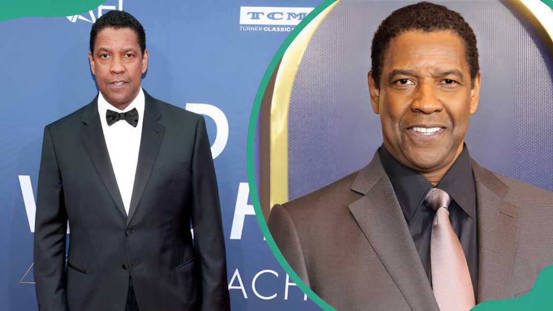 Denzel Washington at Dolby Theatre in Hollywood, California (L). Denzel at Fairmont Century Plaza in Los Angeles, California (R).