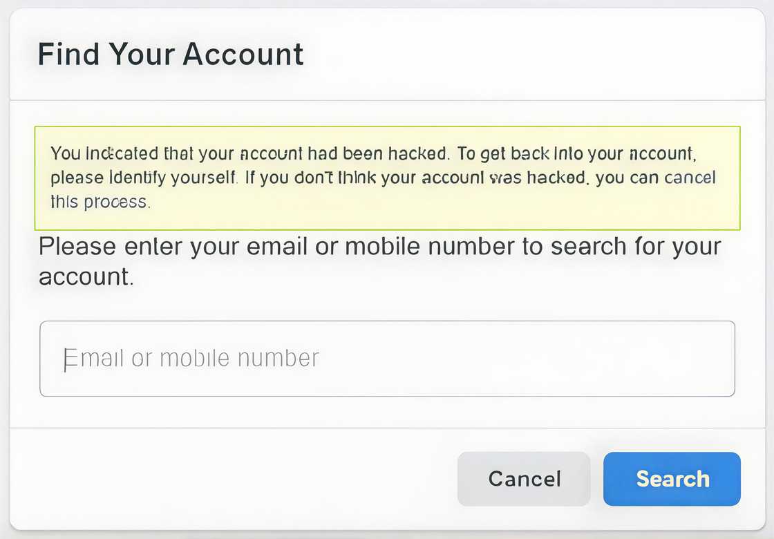 Screenshots of a Facebook account recovery process Screenshots of a Facebook account recovery process