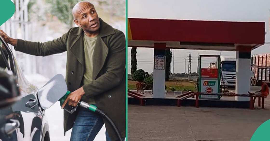 A man fills his tank at the CNG filling station.