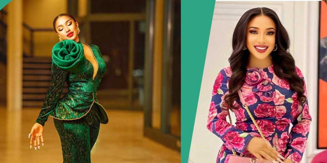 Tonto Dikeh on green outfit. Source: @tontolet/Instagram Tonto Dikeh on green outfit. Source: @tontolet/Instagram
