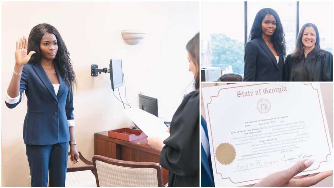 A collage showing Chika Eze at the call to bar ceremony. Photo source: LinkedIn/Chika Eze