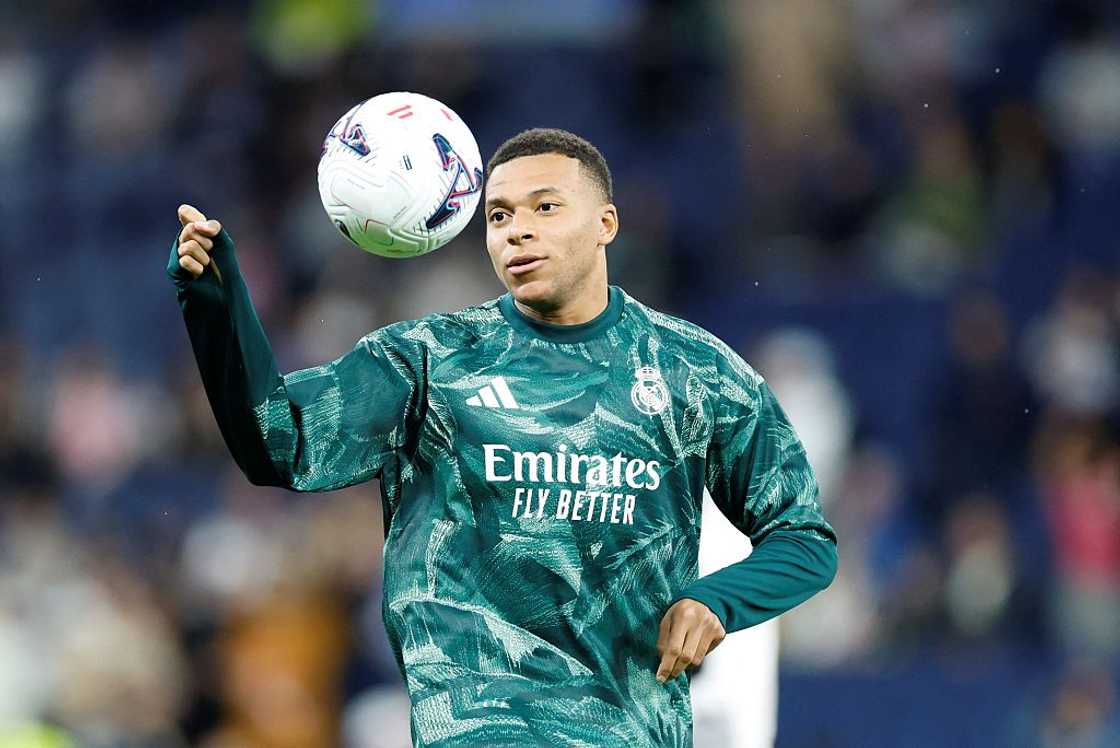 Kylian Mbappe at the Santiago Bernabeu stadium in Madrid