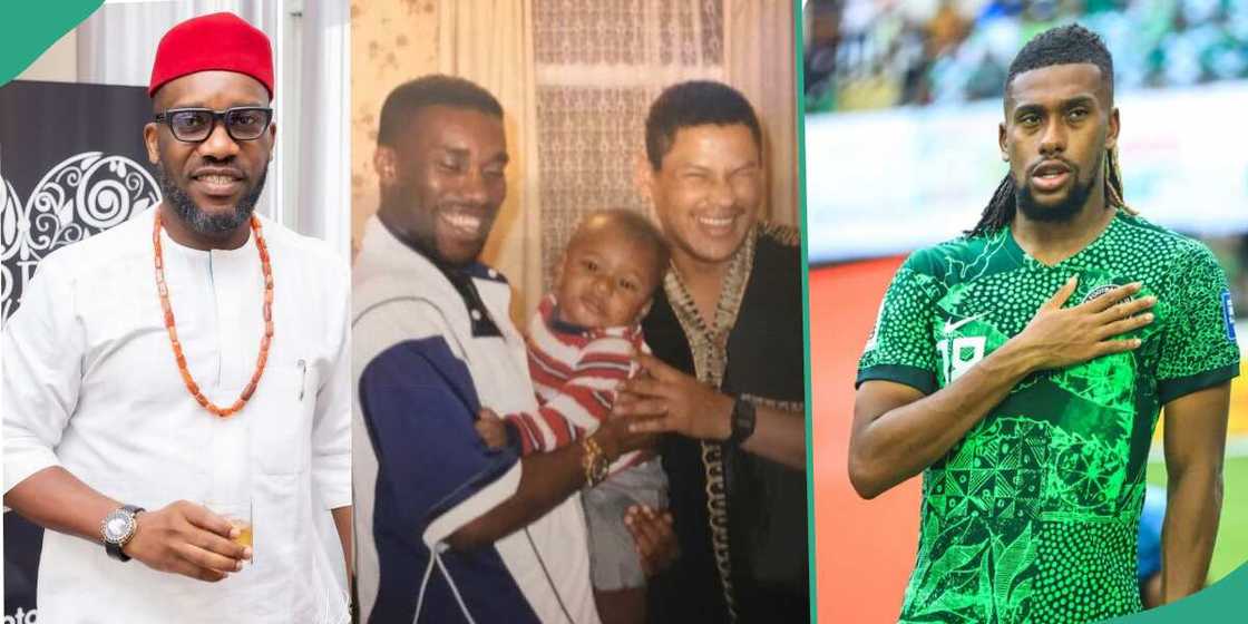 Old photos of former Super Eagles midfielder Jay Jay Okocha and his cousin, Alex Iwobi Old photos of former Super Eagles midfielder Jay Jay Okocha and his cousin, Alex Iwobi