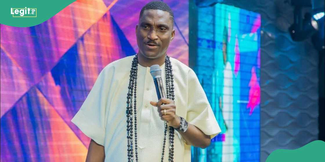 Pastor Korede Komaiya delivering a message on leadership and love at Master’s Place International Church.