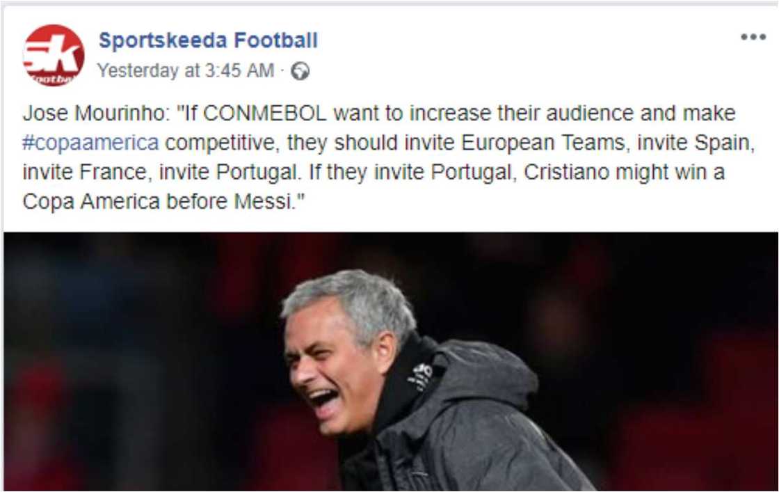 Mourinho reportedly tips Ronaldo to win Copa America before Messi Mourinho reportedly tips Ronaldo to win Copa America before Messi