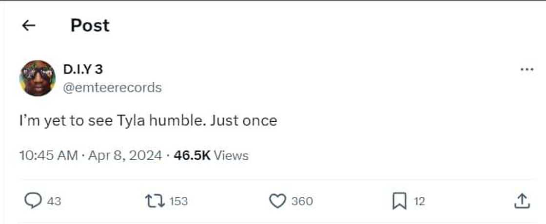 Emtee deleted the post where he dragged Tyla. Emtee deleted the post where he dragged Tyla.