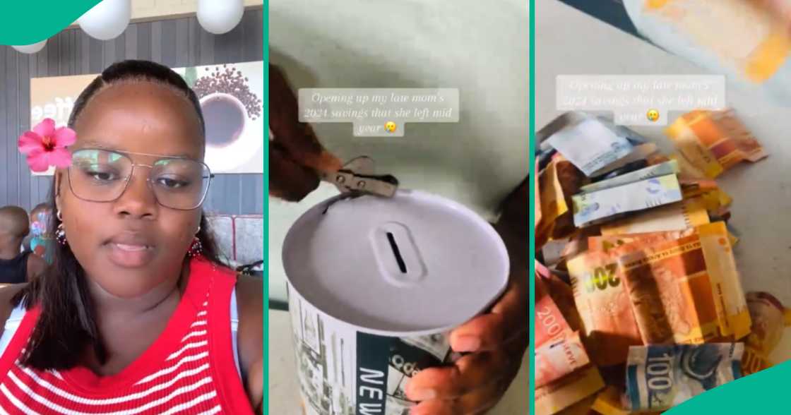 Lady shares amount she found after opening her late mum's savings container